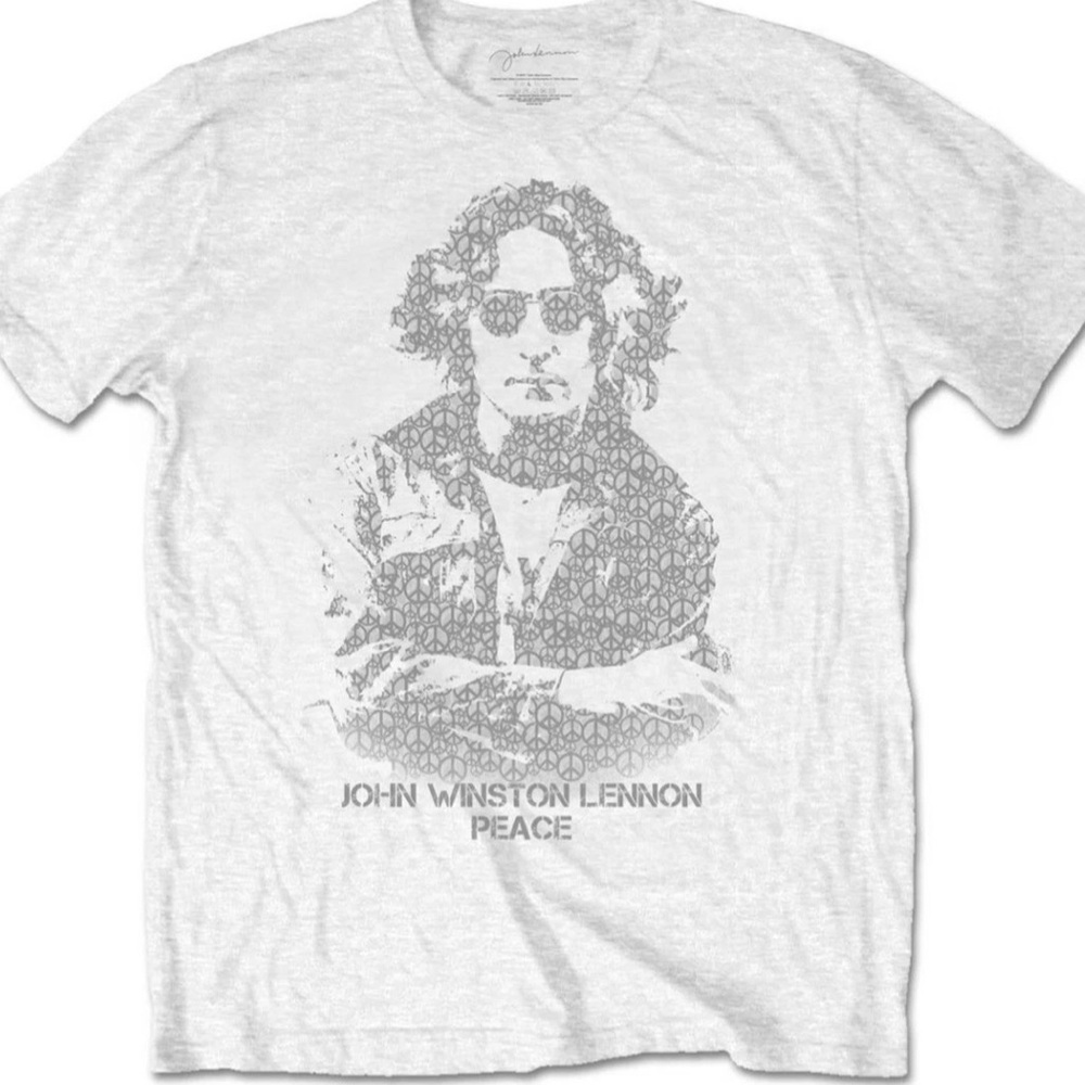 John Lennon Peace White 2XL Adult T-Shirt The Beatles